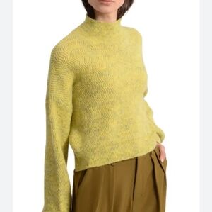 Molly Bracken Lime‎ Yellow Mock Neck Oversized Cropped Sweater